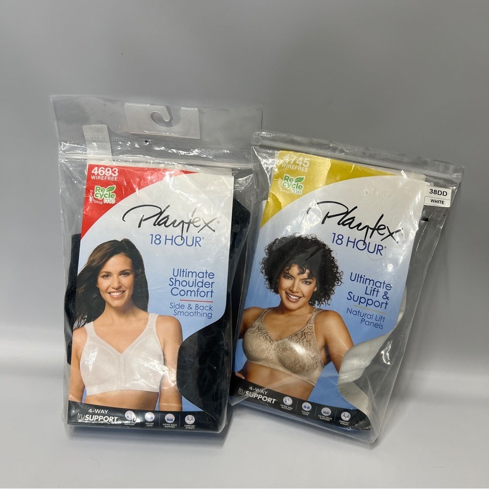 PLAYTEX Women’s Bras Size 38DD 1 Black 1 Tan Back Closure